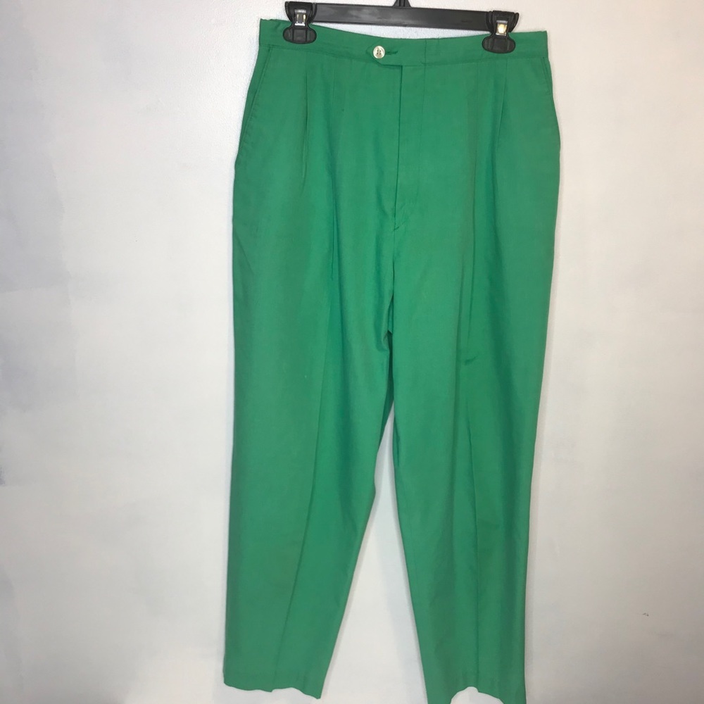 Vintage 70’s Lady Sansabelt Green Pleated Trousers
